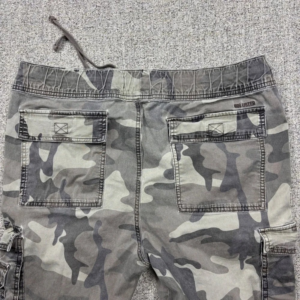 Hollister Cargo Pants Mens XL Slim Straight Grey Camouflage Epic Flex Drawstring